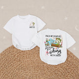 Personalized Baby Girl Fishing Romper with Custom Name Hattie, Pack My Diapers I’m Going Fishing with Daddy Outfit, Soft Cotton Design