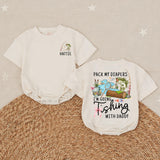 Personalized Baby Girl Fishing Romper with Custom Name Hattie, Pack My Diapers I’m Going Fishing with Daddy Outfit, Soft Cotton Design