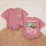 Personalized Baby Girl Fishing Romper with Custom Name Hattie, Pack My Diapers I’m Going Fishing with Daddy Outfit, Soft Cotton Design