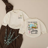 Personalized Baby Girl Fishing Romper with Custom Name Hattie, Pack My Diapers I’m Going Fishing with Daddy Outfit, Soft Cotton Design