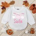 Personalized Baby Girl Halloween Romper with Cute Ghosts Artwork, Custom Name Bodysuit, Ultra-Soft Cotton, Matching Family First Halloween Outfit