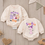 Personalized Baby Girl Halloween Romper with My First Boo Day Design, Soft Cotton Outfit for First Birthday or Fall Celebrations