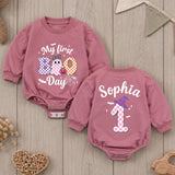 Personalized Baby Girl Halloween Romper with My First Boo Day Design, Soft Cotton Outfit for First Birthday or Fall Celebrations