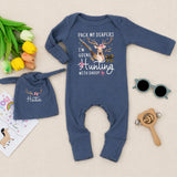 Personalized Baby Girl Hunting Outfit with Deer Artwork, Custom Name Hat, Ribbed Cotton Bodysuit Set for Newborn Coming Home Gift