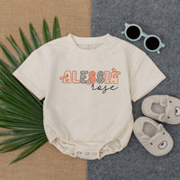 Personalized Baby Girl Name Romper Soft Pastel Colors Cute First Outfit Floral Polka Dot Stripes Going Home Newborn Gift