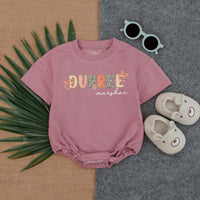 Personalized Baby Girl Name Romper Soft Pastel Colors Cute First Outfit Floral Polka Dot Stripes Going Home Newborn Gift