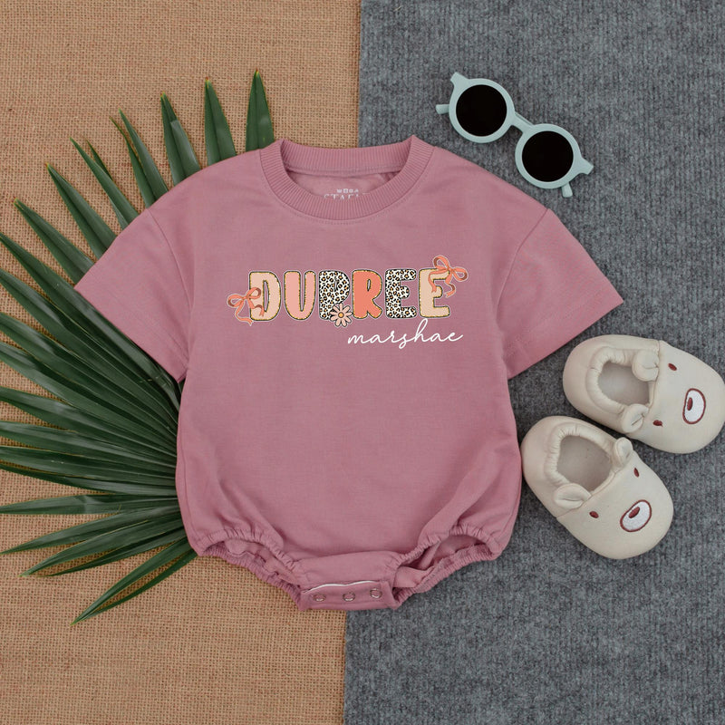 Personalized Baby Girl Name Romper Soft Pastel Colors Cute First Outfit Floral Polka Dot Stripes Going Home Newborn Gift