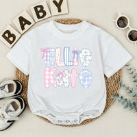 Personalized Baby Girl Romper with Ellie Kate Bow Design Pastel Floral Patterns Cute Summer Outfit Gift for Toddlers and Infants