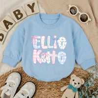 Personalized Baby Girl Romper with Ellie Kate Bow Design Pastel Floral Patterns Cute Summer Outfit Gift for Toddlers and Infants