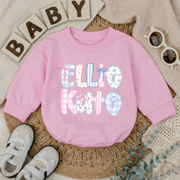 Personalized Baby Girl Romper with Ellie Kate Bow Design Pastel Floral Patterns Cute Summer Outfit Gift for Toddlers and Infants