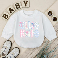 Personalized Baby Girl Romper with Ellie Kate Bow Design Pastel Floral Patterns Cute Summer Outfit Gift for Toddlers and Infants