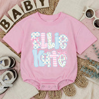 Personalized Baby Girl Romper with Floral, Gingham, and Striped Letter Design Custom Name Outfit for First Birthday or Baby Shower Gift