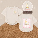 Personalized Baby Girl Romper with 'Jesus Loves Me' Goose Design, Custom Name, Soft Cotton Outfit for Newborns, Perfect for Baby Showers
