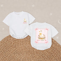 Personalized Baby Girl Romper with 'Jesus Loves Me' Goose Design, Custom Name, Soft Cotton Outfit for Newborns, Perfect for Baby Showers