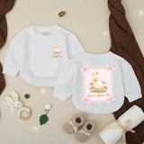 Personalized Baby Girl Romper with 'Jesus Loves Me' Goose Design, Custom Name, Soft Cotton Outfit for Newborns, Perfect for Baby Showers