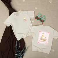 Personalized Baby Girl Romper with 'Jesus Loves Me' Goose Design, Custom Name, Soft Cotton Outfit for Newborns, Perfect for Baby Showers