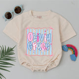 Personalized Baby Girl Romper Olivia Grace Design with Pink Bows and Floral Patterns Soft Cotton Summer Outfit for Newborns and Toddlers