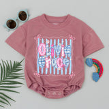 Personalized Baby Girl Romper Olivia Grace Design with Pink Bows and Floral Patterns Soft Cotton Summer Outfit for Newborns and Toddlers