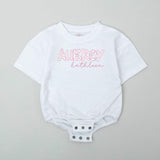 Personalized Baby Girl Romper with Pink Floral Name Custom Bodysuit Sweet Coming Home Outfit Soft Cotton Baby Shower Gift Clothes