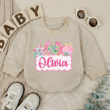 Personalized Baby Girl Romper with Preppy Crab and Seashell Artwork, Custom Name Beach Outfit, Soft Cotton Matching Family Vacation Clothes