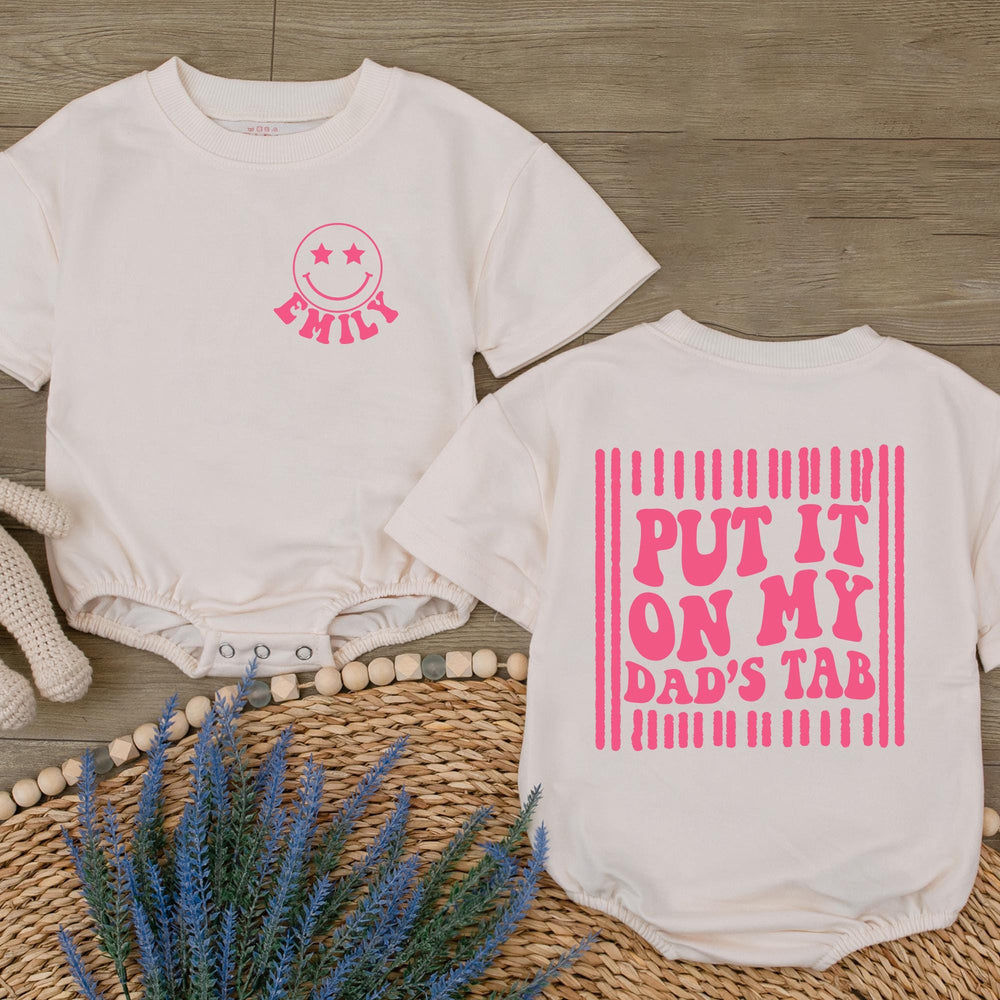 Personalized Baby Girl Romper with Retro Smiley Face Hot Pink Design Cute Outfit for Pregnancy Announcement or Baby Shower Gift