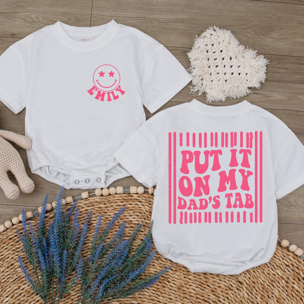 Personalized Baby Girl Romper with Retro Smiley Face Hot Pink Design Cute Outfit for Pregnancy Announcement or Baby Shower Gift