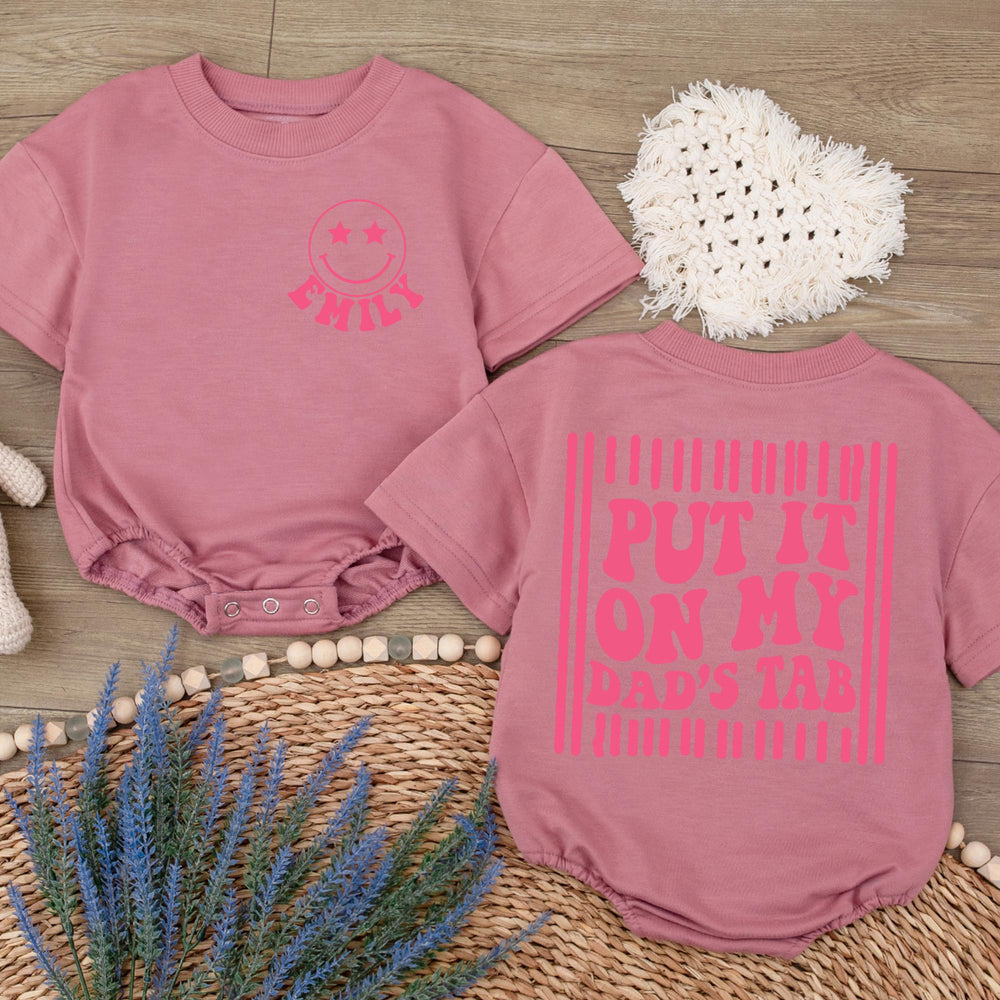 Personalized Baby Girl Romper with Retro Smiley Face Hot Pink Design Cute Outfit for Pregnancy Announcement or Baby Shower Gift