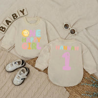 Personalized Baby Girl Sunshine First Birthday Romper Custom Name 1st Trip Around the Sun Soft Cotton Summer Outfit for Toddler Girls