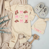 Personalized Baby Girl Western Bodysuit with Pink Bow and Cowboy Boots Design Custom Name Soft Cotton Newborn Outfit Baby Shower Gift
