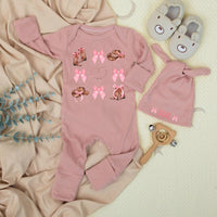 Personalized Baby Girl Western Bodysuit with Pink Bow and Cowboy Boots Design Custom Name Soft Cotton Newborn Outfit Baby Shower Gift