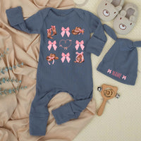 Personalized Baby Girl Western Bodysuit with Pink Bow and Cowboy Boots Design Custom Name Soft Cotton Newborn Outfit Baby Shower Gift