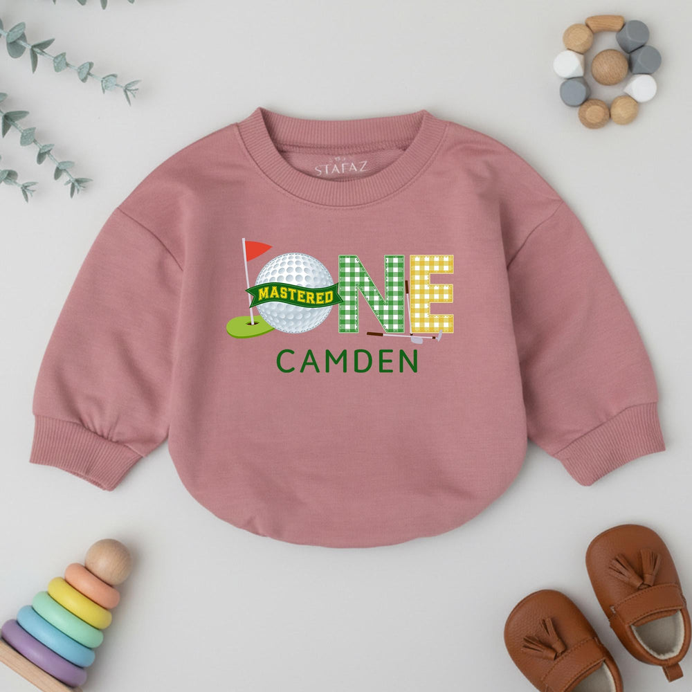 Personalized Baby Golf Romper with Name and Year, Soft Cotton First Birthday Outfit, Unique Hole In One Theme Infant Tee Gift