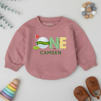 Personalized Baby Golf Romper with Name and Year, Soft Cotton First Birthday Outfit, Unique Hole In One Theme Infant Tee Gift