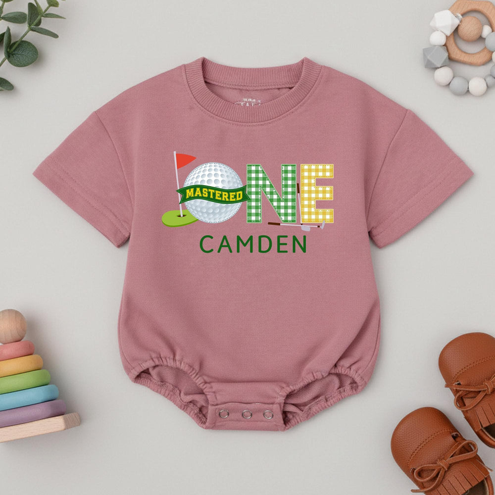 Personalized Baby Golf Romper with Name and Year, Soft Cotton First Birthday Outfit, Unique Hole In One Theme Infant Tee Gift