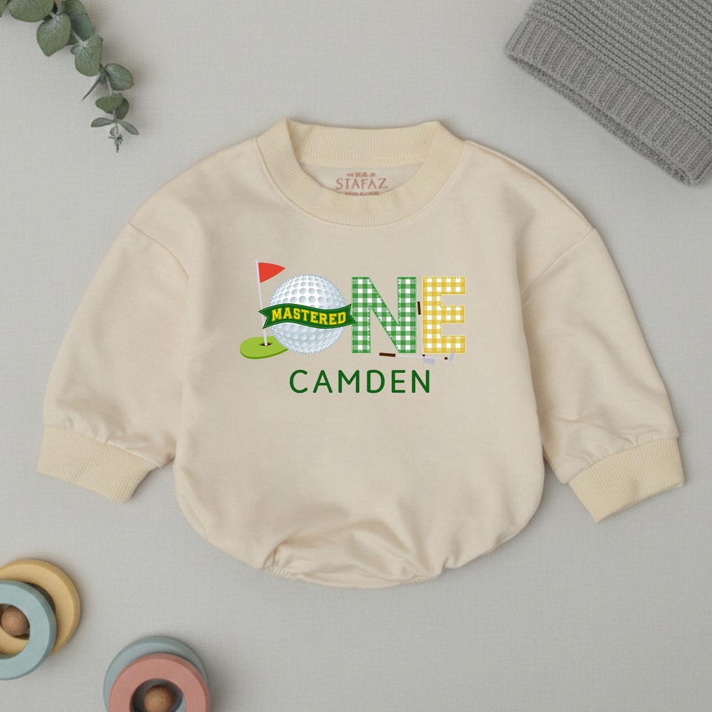 Personalized Baby Golf Romper with Name and Year, Soft Cotton First Birthday Outfit, Unique Hole In One Theme Infant Tee Gift