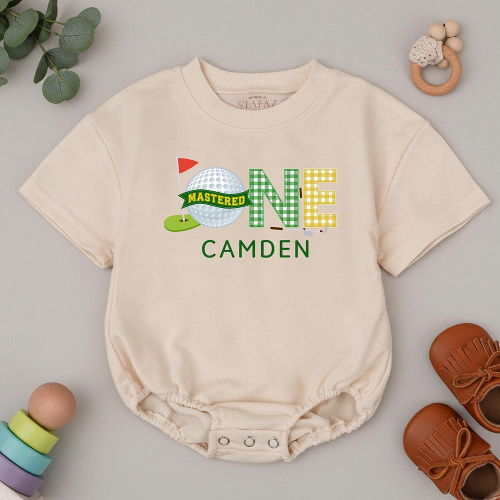 Personalized Baby Golf Romper with Name and Year, Soft Cotton First Birthday Outfit, Unique Hole In One Theme Infant Tee Gift