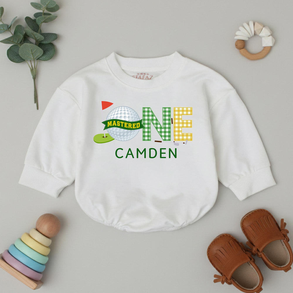 Personalized Baby Golf Romper with Name and Year, Soft Cotton First Birthday Outfit, Unique Hole In One Theme Infant Tee Gift