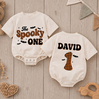 Personalized Baby Halloween Romper - The Spooky One Design with Name & Age, Soft Cotton 1st Birthday Outfit for Babies, Fall Celebration