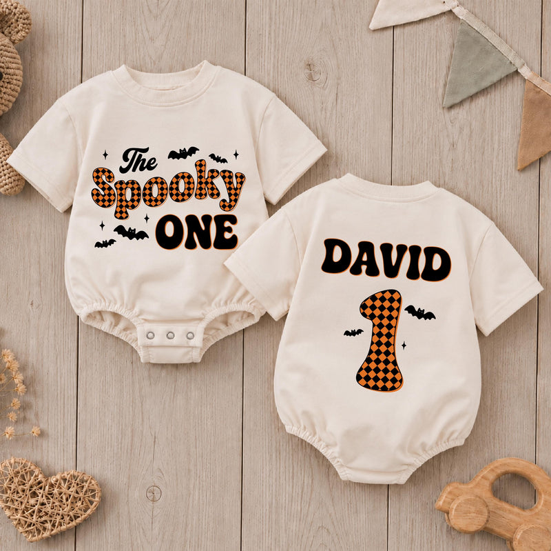Personalized Baby Halloween Romper - The Spooky One Design with Name & Age, Soft Cotton 1st Birthday Outfit for Babies, Fall Celebration