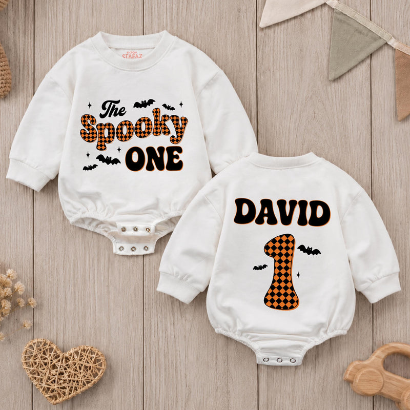 Personalized Baby Halloween Romper - The Spooky One Design with Name & Age, Soft Cotton 1st Birthday Outfit for Babies, Fall Celebration