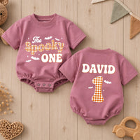 Personalized Baby Halloween Romper - The Spooky One Design with Name & Age, Soft Cotton 1st Birthday Outfit for Babies, Fall Celebration