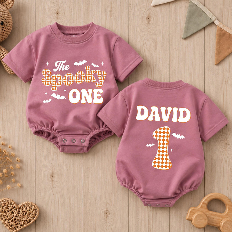 Personalized Baby Halloween Romper - The Spooky One Design with Name & Age, Soft Cotton 1st Birthday Outfit for Babies, Fall Celebration