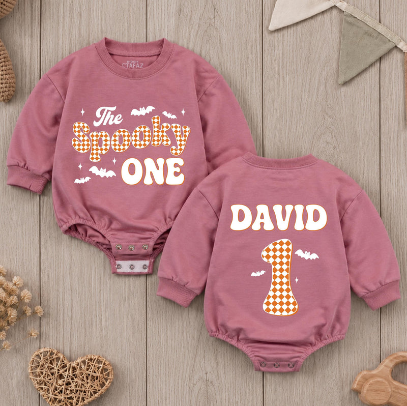 Personalized Baby Halloween Romper - The Spooky One Design with Name & Age, Soft Cotton 1st Birthday Outfit for Babies, Fall Celebration