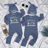 Personalized Baby Hunting Outfit - Newest Hunting Buddy Deer Camo Bodysuit with Hat - Soft Cotton Newborn Gift for Baby Shower or Photos