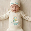 Personalized Baby Name Newborn Romper Hat Set Soft Cotton Dragon Design Cute Green Fantasy Take Home Outfit Pastel Storybook Gift