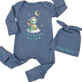 Personalized Baby Name Newborn Romper Hat Set Soft Cotton Dragon Design Cute Green Fantasy Take Home Outfit Pastel Storybook Gift