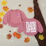 Personalized Baby Romper Aunt Is Cooler Than Dad Purple Pink Floral Design Funny Outfit Custom Name Infant Girl Gift Soft Cotton