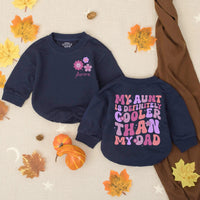 Personalized Baby Romper Aunt Is Cooler Than Dad Purple Pink Floral Design Funny Outfit Custom Name Infant Girl Gift Soft Cotton