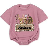 Personalized Baby Romper with Deer and Hunting Theme, Custom Name, Soft Cotton Long Sleeve, Perfect for Fall Outfits and Baby Gifts