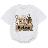 Personalized Baby Romper with Deer and Hunting Theme, Custom Name, Soft Cotton Long Sleeve, Perfect for Fall Outfits and Baby Gifts